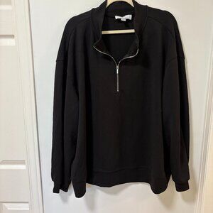 MAGASCHONI 1/4 Zip Sweatshirt Black Plus Size 3X Modal Sweater Collar Soft Cozy